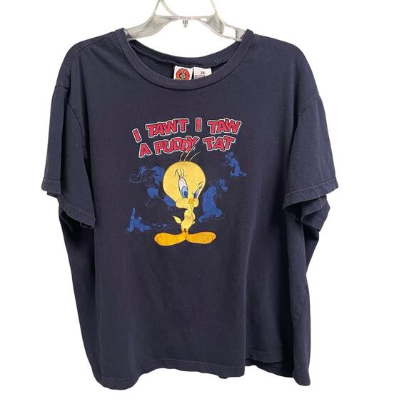 Vintage Looney Tunes Tweety Bird Tee Size 2X Woman Cotton Tee Double Graphic - Picture 1 of 4